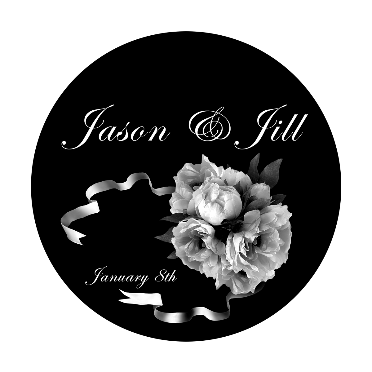 WED-G10 Flower Bouquet and Ribbons - Edwardian Script ITC