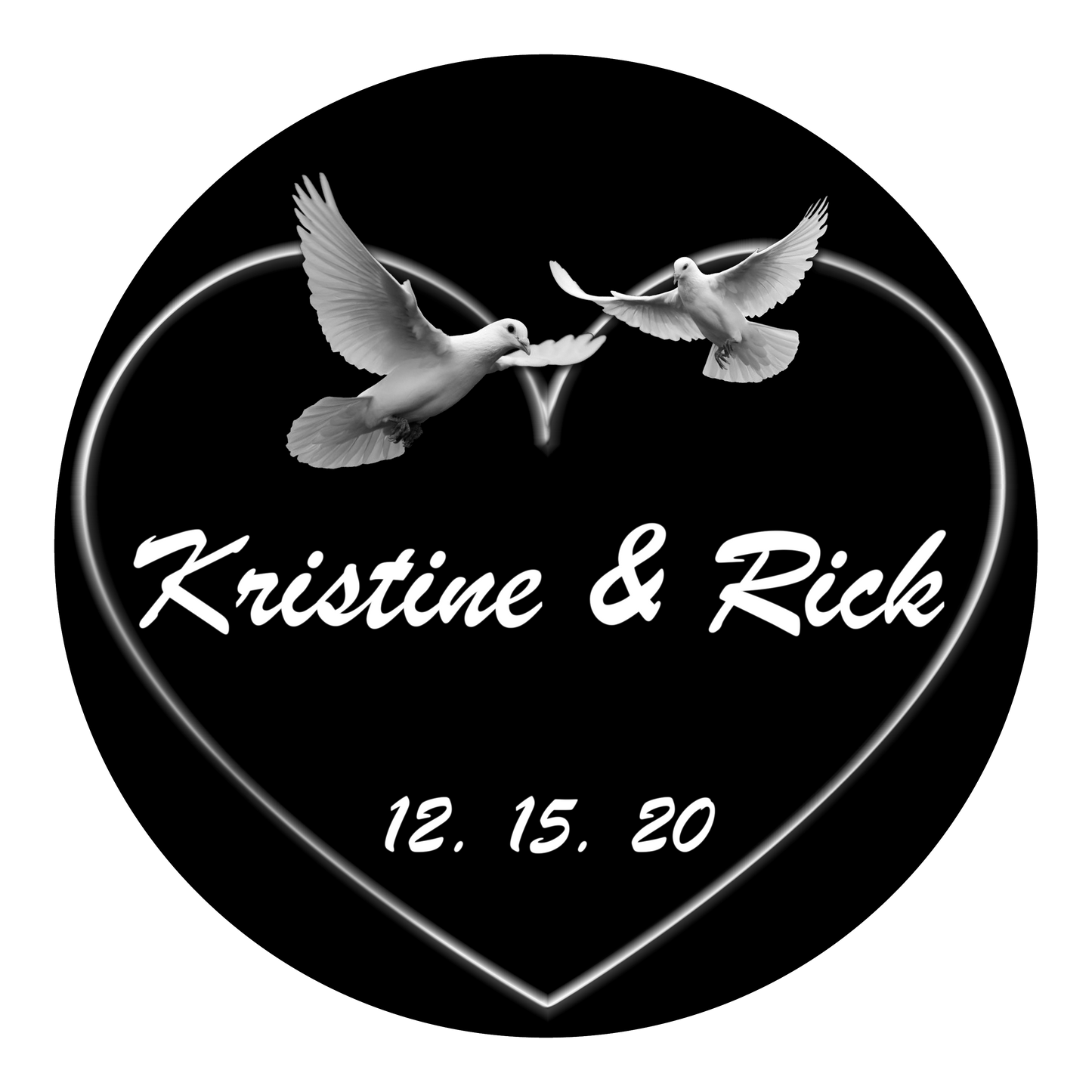 WED-G4 Doves and Heart - Brush Script MT Italic