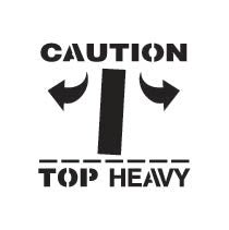 SS-1500 Standard Metal Stencil - Caution Top Heavy