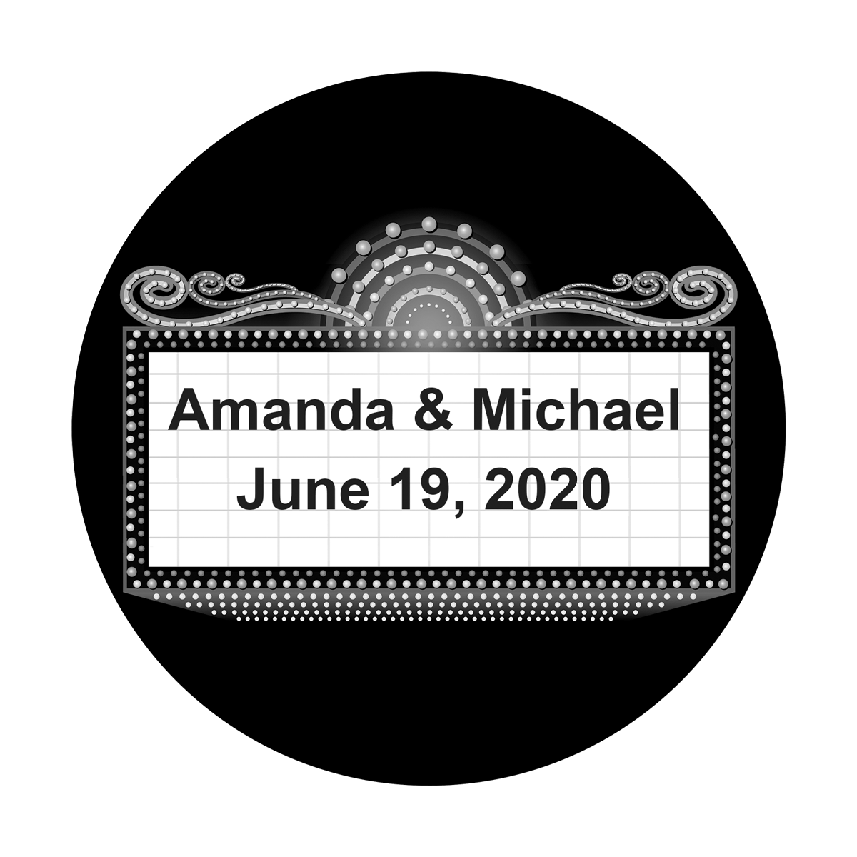 WED-G19 Names in Marquee: Grayscale - Arial